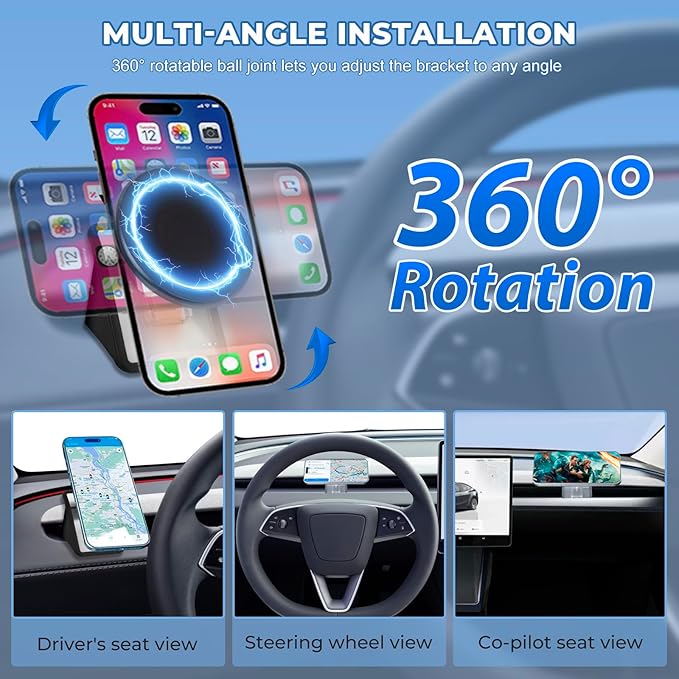 Model Y Phone Holder Compatible with Tesla Model 3 Highland 2024 2025 Accessories,for Tesla Model Y Juniper 2025 2026,Magnetic Car Phone Mount Compatible with MagSafe
