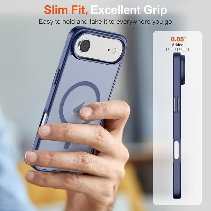 SUPFINE Magnetic for iPhone Air Case (Compatible with MagSafe)(Military Grade Drop Protection) Slim Translucent Matte Shockproof with Anti-Fingerprint Phone Cover for 17 Air,Lavender Gray