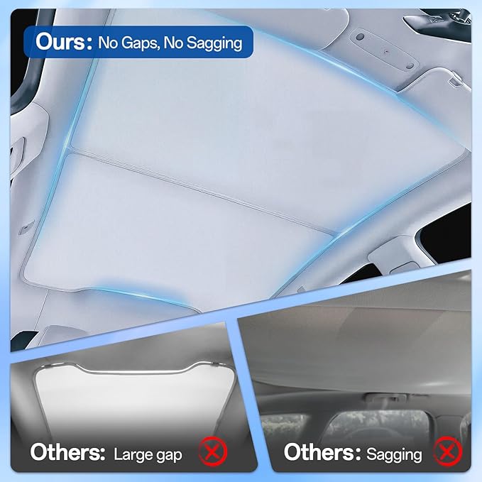 10PCS Sunshade Roof & Full Windshield Side Window for Tesla Model Y Juniper 2025-2026, Foldable Window Shades with Suction Cups, Sunroof Cover with No-Sag Design, Heat Insulation Privacy Camping