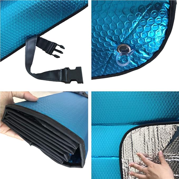 Car Sun Shade, Sun Protector,Foldable Front Window Shade-Thicken 5-Layer Bubble for Auto Windshield UV Protection and Heat Reflector 58"x 27.5" (Blue)