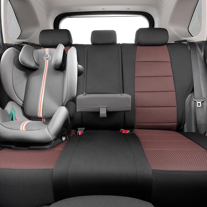 coverdream 2026 Rav4 Seat Covers Custom Fit for 2026 Toyota Rav4 Hybrid (LE,XLE Premium) SUV,Full Set Polyester Car Seat Protector Black &Wine Red