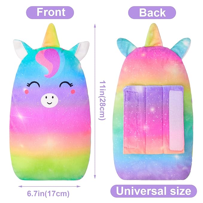FIODAY Car Seat Belt Covers for Kids Unicorn Seat Belt Pillow Soft Seat Belt Cushion Adjust Seat Strap Pillow Head Neck Support for Children Boys Girls Travel, Rainbow