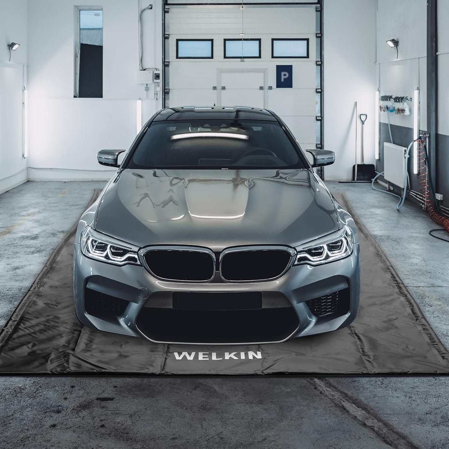 WELKIN Containment Mat,(8'5" x 22'),Non-Slip Garage Floor Mat - Heavy Duty Waterproof Protection from Snow, Rain and Mud for Cars