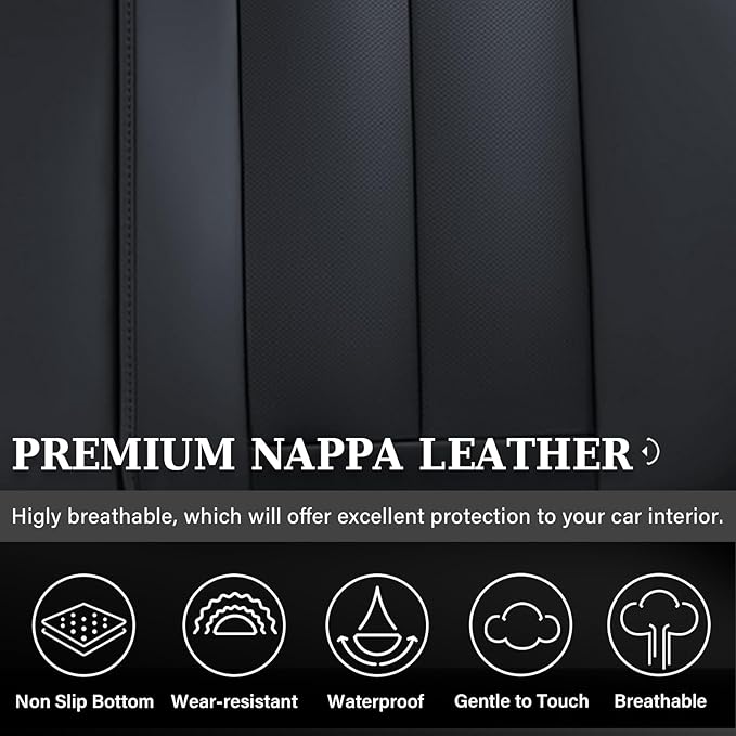 Coverado Dog Car Seat Cover for Back Seat Cover, Black Rear Car Seat Covers, 3-Pieces Waterproof Car Seat Cushion, Car Seat Protector, Leather Seat Cover Seat Protector Universal Fit Most Cars