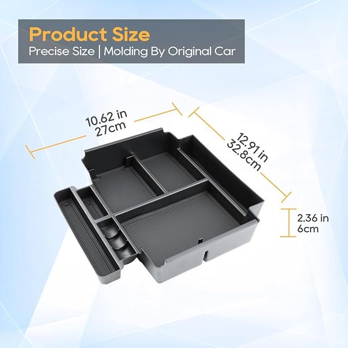 Center Console Organizer for 2021-2026 Chevy Tahoe/Suburban(Premier/High Country) & Yukon/Yukon XL(Denali/Denali Ultimate)Armrest Storage Accessories - Only Fit For Power Sliding Center Console