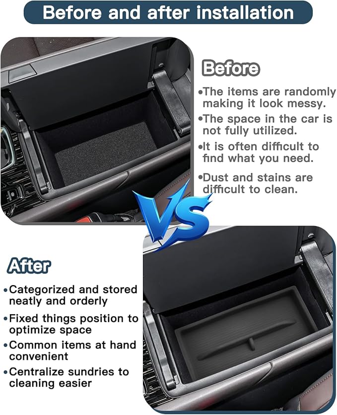 2023-2025 2026 Lexus RX350 Center Console Organizer for Lexus RX350 Accessories Silicone Material Double Armrest Console Glove Tray Compatible with 2023 2024 2025 2026 Lexus RX350/RX350h/RX500h(2PCS)