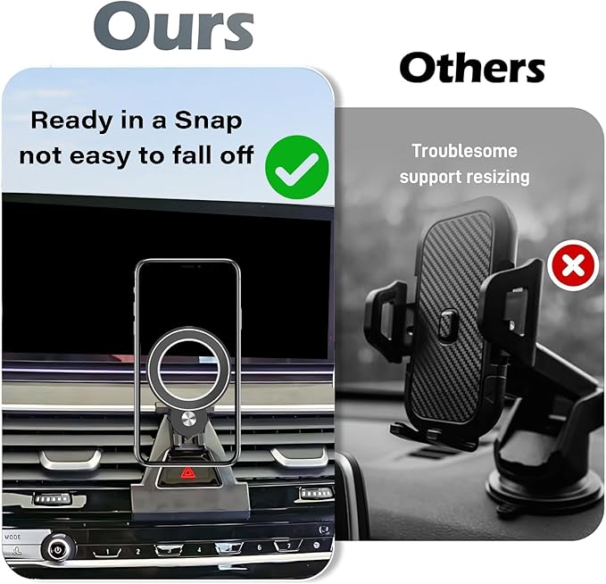 Car Phone Holder for 2017-2023 BMW 5 Series/2018-2023 M5 Accessories Compatible with MagSafe Hands-Free 360 Degree Rotation Adjustable Cell Phone Mount Does Not Affect Air Vent
