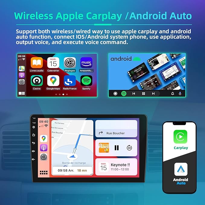 2G+64G Car Stereo for Honda Civic 2006-2011 with Wireless Apple Carplay Android Auto,10.1 Inch Android Touchscreen Car Radio with GPS,Bluetooth,FM/RDS Radio,Mirror Link,HiFi + AHD Backup Camera