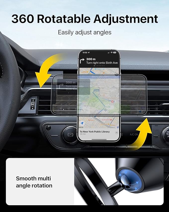 andobil for MagSafe Car Mount [Strongest Magnet, 1S Install] Magnetic Phone Holder for Car Vent 360 Adjustable Compact Magnetic Car Phone Holder Mount for iPhone 17 Pro Max 16 15 14 13 12 Plus Mini