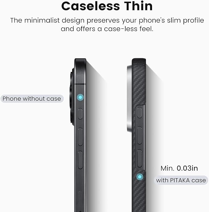 pitaka for iPhone 16 Pro Max Case 6.9 Inch, Compatible with MagSafe, Thin & Light Case iPhone 16 Pro Max with a Caseless Feel, 600D Aramid Fiber Woven [Ultra Slim-Black/Grey (Twill)]