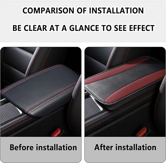 Stylish Car Center Console Cover,PU Leather Car Armrest Cover Prevent Scratches on Center Console,Universal Car Armrest Cushion Car Accessories Interior for Car SUV Truck (Burgundy)