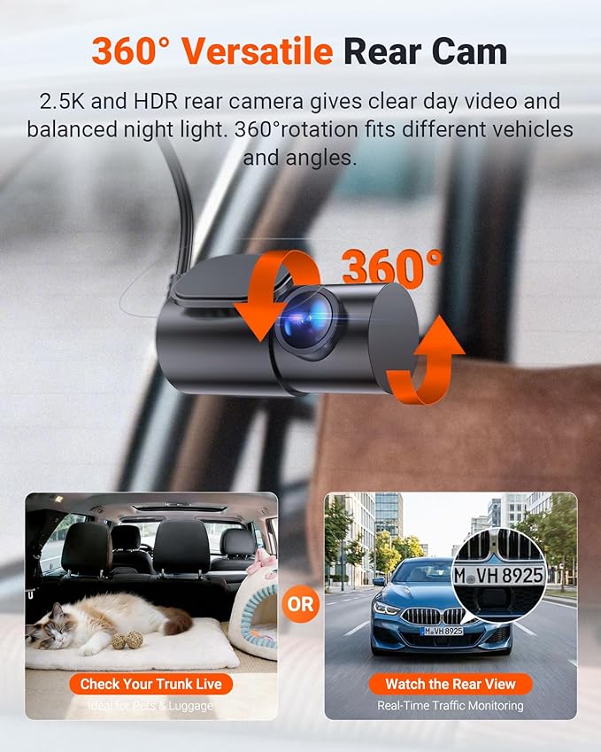 Vantrue New N4S 3 Channel Dash Cam, STARVIS 2 Night Vision, Front Rear Inside Dashcam for Cars, Front and Rear Dual Channel, PlatePix™ Tech, Parking Mode, Wi-Fi, GPS, 2" IPS, Support 1TB (RC18)