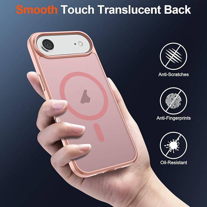 SUPFINE Magnetic for iPhone Air Case (Compatible with MagSafe)(Military Grade Drop Protection) Slim Translucent Matte Shockproof with Anti-Fingerprint Phone Cover for 17 Air,Pink