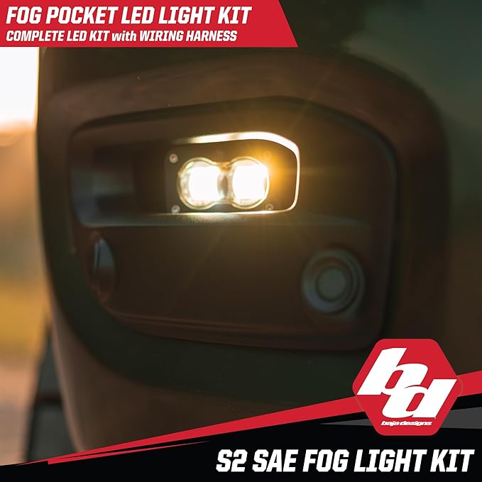 Baja Designs S2 LED SAE Fog Pocket Light Kit for Dodge Dodge Ram 2500/3500 2019+