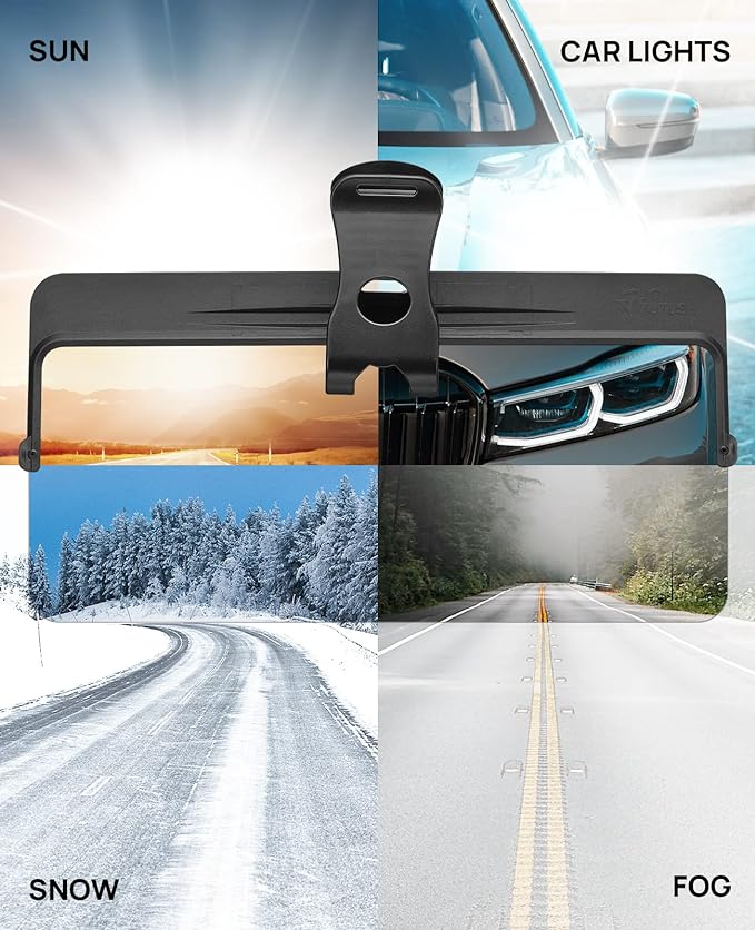 JOYTUTUS Sun Visor Extender for Car, Universal Anti-Glare Polarized Sun Visor Easy to Install, UV400 Visor Extension Protect from Glare/UV Ray/Stray Light, Safe Driving for Car