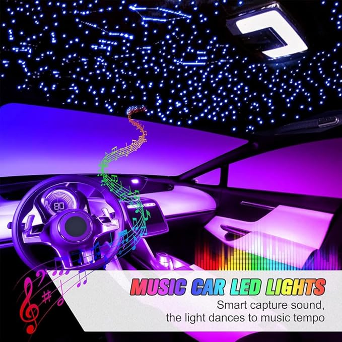 32W Twinkle Starlight Headliner Light,1100pcs 13.1ft Star Lights for Car Dual Color LED Fiber Optic Light RGBW Changing Color Stars APP/Remote Control Music Sync Car Interior Decro/Home/Party