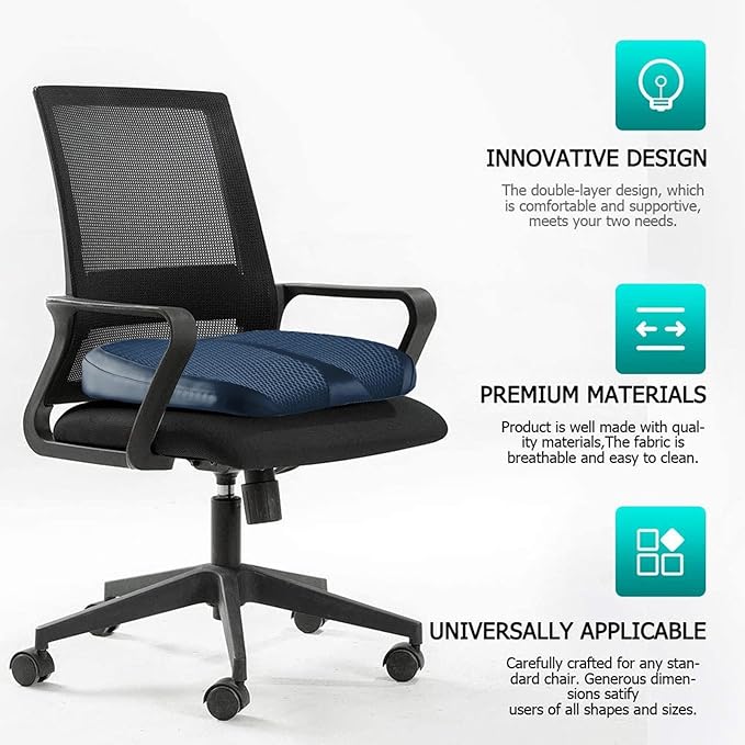 Car Memory Foam Heightening Seat Cushion for Short Drivers,Hip/Tailbone/Lower Back Pain Relief Driving Booster seat for Adults,for Truck,SUV,Office Chair,Wheelchair,etc.(Blue)