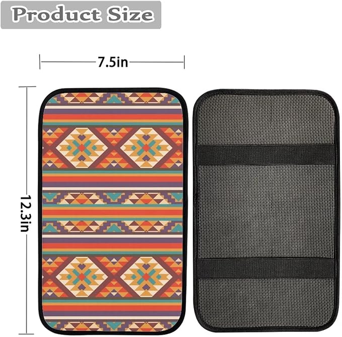 JoyLamoria Southwestern Car Armrest Pad Printed Casual Car Armrest Cushion Cover for Outdoor Travel