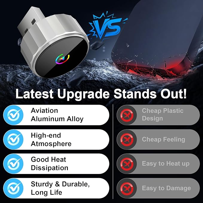 2026 upgraded wireless CarPlay adapter fast automatic connection stable connection mini plug-and-play adapter is suitable for iPhone and Android Auto compatible car with USB/USB-C (Silvery)