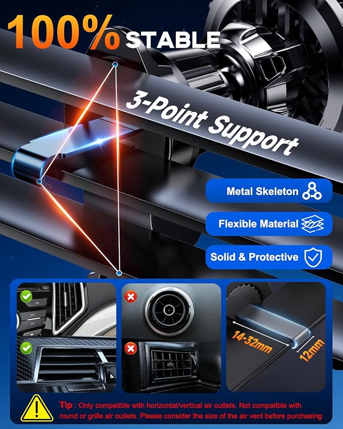 2026 Upgraded TEC and Fan Dual Cooling Magnetic Wireless Car Charger, For 15W Magsafe Car Charger Mount, RGB, Air Vent/Dashboard Fast Wireless Charging Car Phone Holder for iPhone 17/16/15/14/13/12