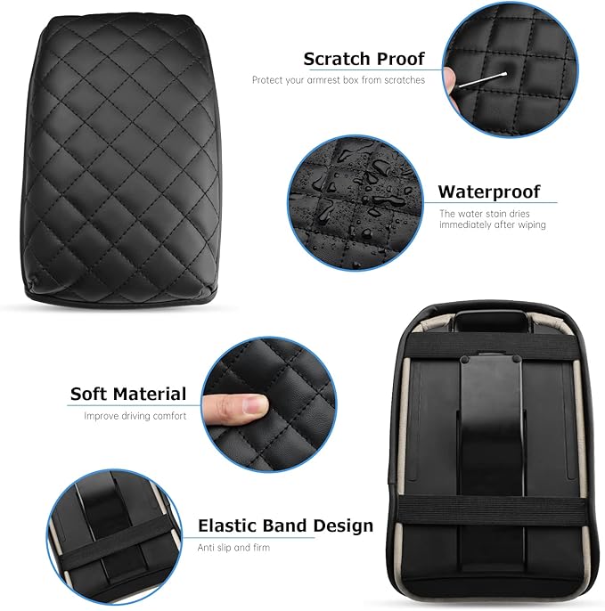 INTGET Car Center Console Armrest Cover for VW Volkswagen Jetta Accessories 2012 2013 2014 2015 2016 2017 2018 Middle Arm Rest Seat Box Cover Elbow Cushion Pad (Cushion, 2012-2018 A Version)