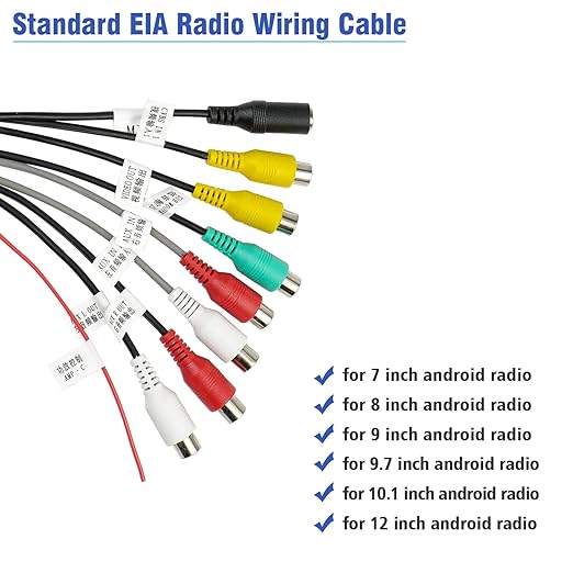 20Pin Android Car Stereo RCA Wiring Harness Adapter with 8 Female Radio RCA Connector Video CVBS AUX SUB MIC Plug Assembly