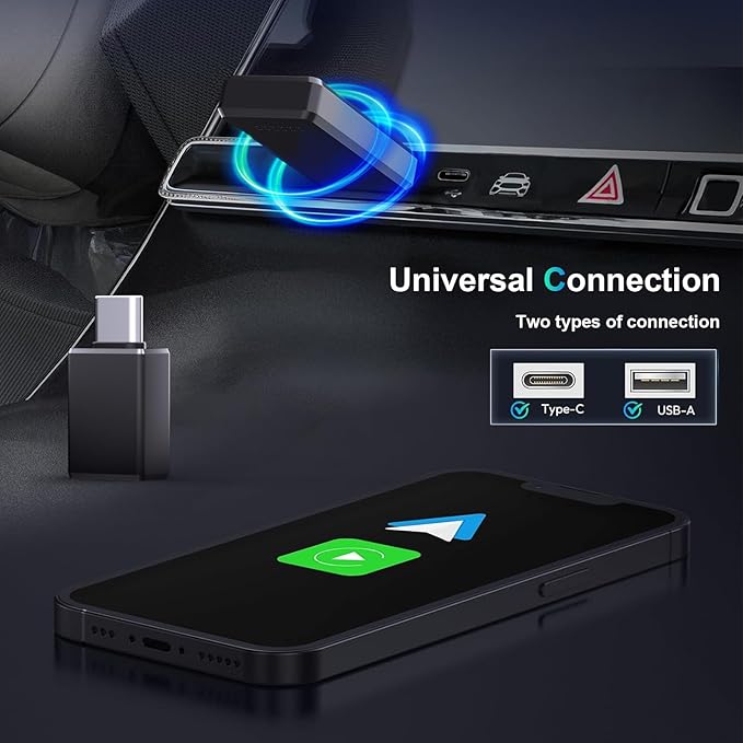 PWAYTEK Wireless CarPlay and Android Auto Adapter, 2-in-1 Mini USB Dongle, Convert Wired CarPlay to Wireless, Fast & Stable Connection for iPhone iOS 10+ and Android 11+