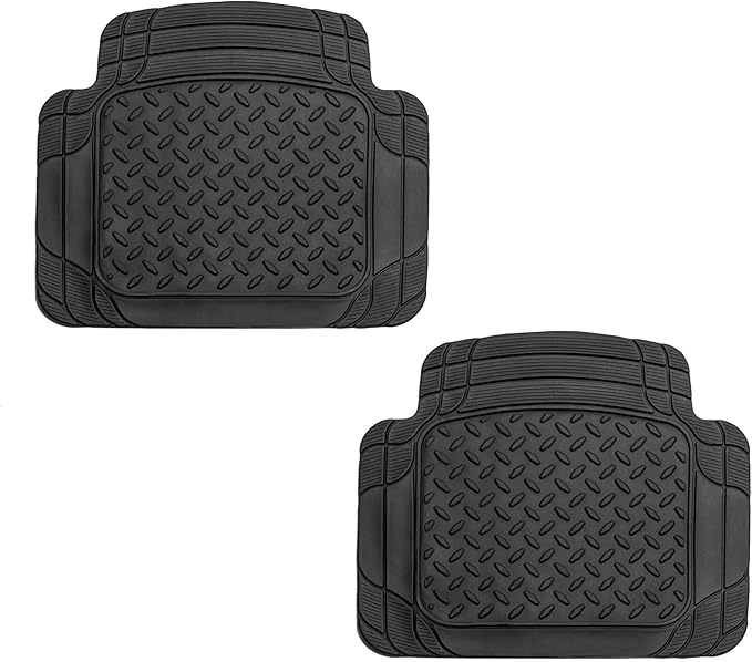 FH Group Automotive Floor Mats Universal Fit Trimmable Climaproof for All Weather Heavy Duty Rubber fits Most Cars, SUVs, and Trucks, with Footprint Design, Full Set Solid Black
