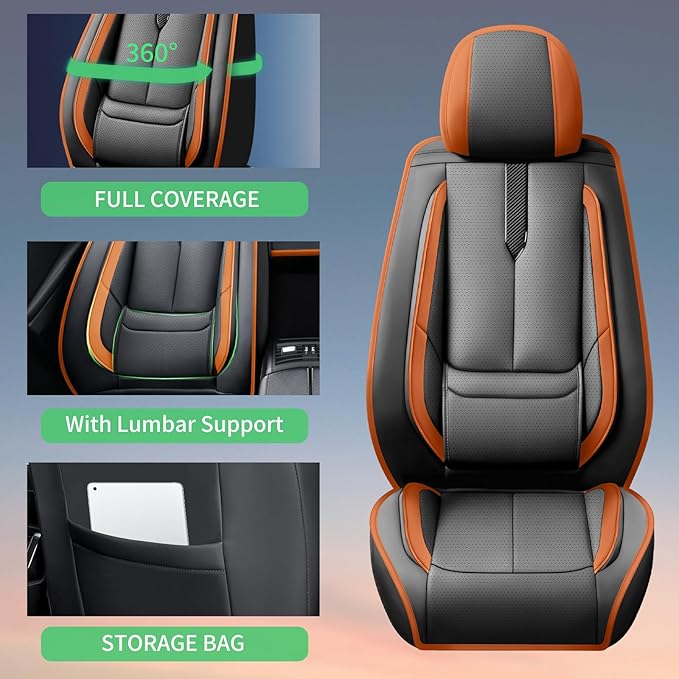 Fit Passport Car Seat Covers for Honda Passport 2019-2025 2026 -Upgraded Premium Waterproof & Breathable Leather,Airbag Compatible,All-Weather Seat Cushion Protector,Full Set,Black-Brown