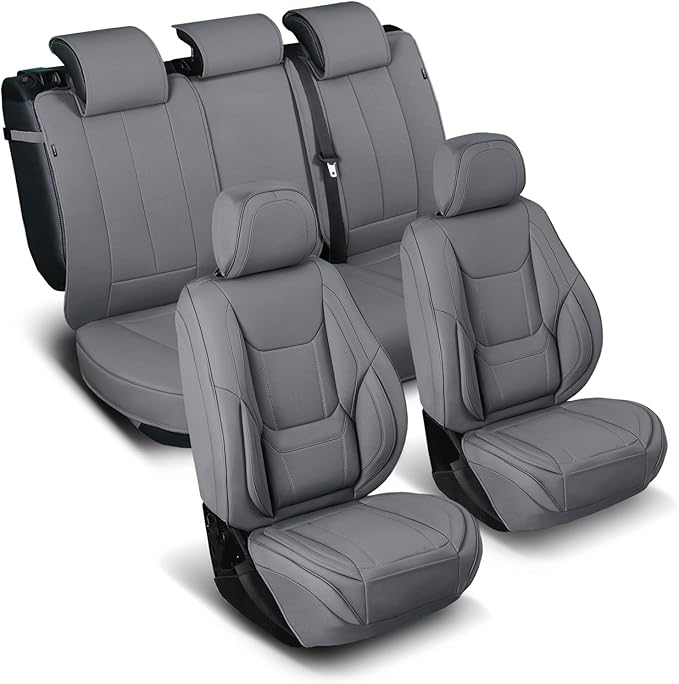 Coverland Custom Fit Car Seat Covers for Car Compatible with [Camry, Accord, Taurus, Malibu, Altima, Impala] Premium Waterproof Non-Slip Interior Seat Protector [Full Set Dark Gray- Size Chart X53]