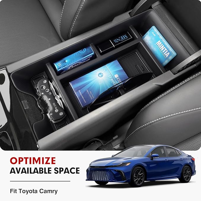 Autorder Center Console Organizer for 2025-2026 Toyota Camry Accessories Armrest Storage Box Secondary Insert Tray with Anti-Slip Mat