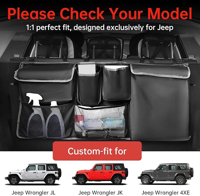 Zekrom Car Trunk Organizer, Car Back Seat Trunk Organizer, Car Trunk Hanging Bag Organizer Storage Backseat for Jeep 2000-2024 Accessories