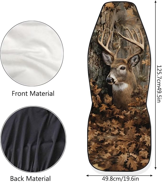 Car Seat Covers Front Seats Only Easy Installation Auto Interior Accessories 2 Pcs Set, Camo Hunting Deer Car Seat Covers Protector Suitable for Cars, SUV and Trucks, Easy to Install