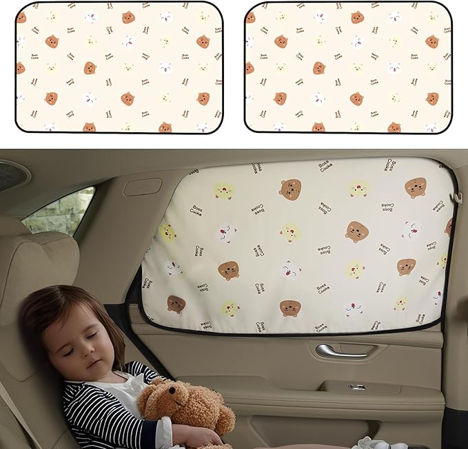 Aokway Car Window Shade (2Pack)-UV-Blocker magnetic Car Window Sun Shade for Baby 99% UV Protection Fit SUV/Sedan/Minivan | Roll Windows Down, Privacy car covers Safe for baby- Car Seat Sun Protection