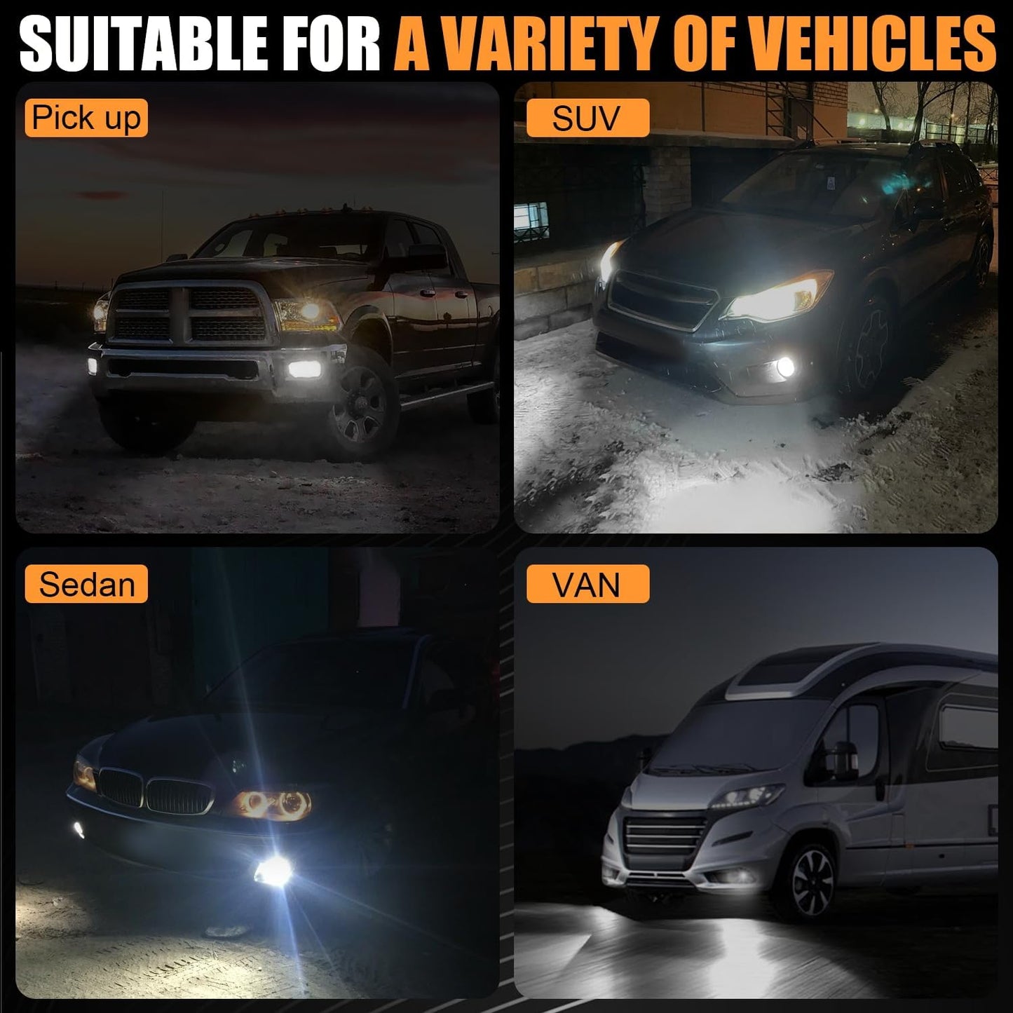 2504 LED Bulbs, PSX24W 12276 Fog Light 6500K Cool White, Pack of 2
