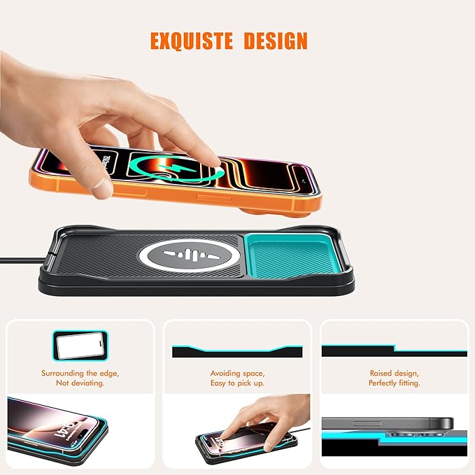 Wireless Car Charger Pad, 15w Fast Car Wireless Chargers Charging pad Non Slip Charger for Car Wireless Phone Charger for iPhone 17/16/15/14/13/12 Pro, SE3/SE2/XS/X/XR/8, 30cm Cable