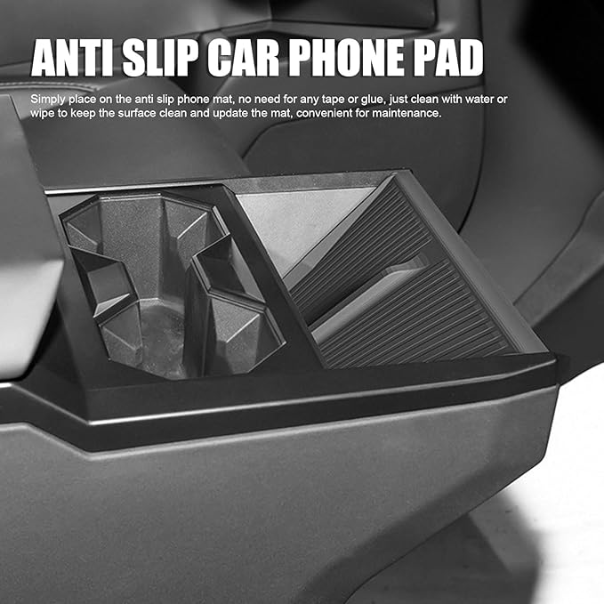 Wire Less Charging Silicone Mat, Center Console Wire Less Charging Mat Easy to Clean Anti Slip Phone Charging Silicone Pad Interior Accessories (Black W240004607)