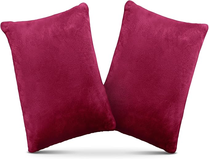 2 Pack Small Pillow, Memory Foam Mini Pillow 11 X 7 Inches for Travel, Sleeping, Nap and Neck, Knee, Lumbar Support, Tiny Cushion for Pet, Dogs (Burgundy)