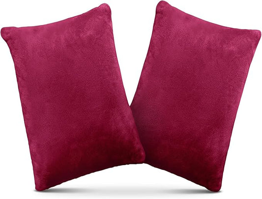 2 Pack Small Pillow, Memory Foam Mini Pillow 11 X 7 Inches for Travel, Sleeping, Nap and Neck, Knee, Lumbar Support, Tiny Cushion for Pet, Dogs (Burgundy)