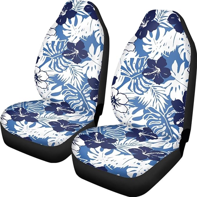 Car Seat Covers 2 Pcs Soft Comfortable Auto Front High Back Seat Protector Covers Automobile Interior Decor Accessories, Universal(Classic Tropical Flowers 59)