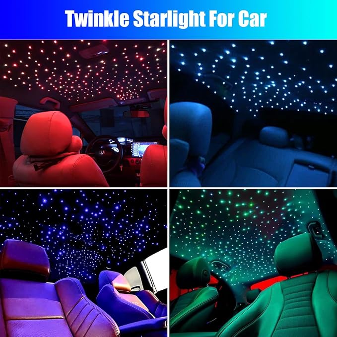 16W Car Home Starlight Headliner Kit, Twinkle & Sound Activate RGBW Fiber Optic Lights with APP & Remote Control, Star Lights for Ceiling Decoration, 600 pcs 9.8ft