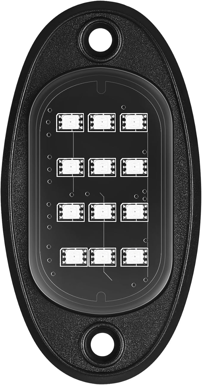 1Pod RGB Dream Color Rock Light Used to Replace The Damaged Light, Support for 4pods, 6pods, 8pods, 10pods, 12pods RGB+IC LED Dream Multicolor Smart Chasing Underglow Lighting Kits