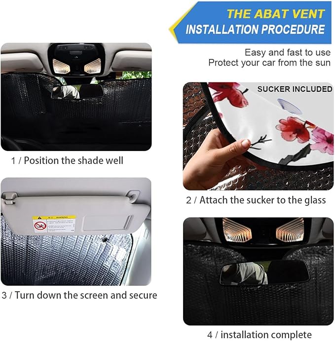 Pink Cherry Blossom Windshield Sun Shade Blocks UV Rays Visor Protector Accordion Folding Sun Reflector Auto Sunshade for Car Truck SUV to Keep Your Vehicle Cool
