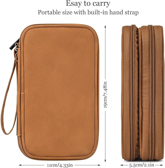 Electronic Organizer Travel Cable Accessories Case, Electronic Organizer Bag, Waterproof Electronic Accessories Organizer Case for Power Bank, Charging Cords, Chargers, Earphone, USB Cable - Brown