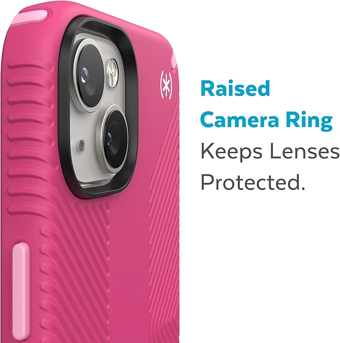 Speck iPhone 14 Plus Case - Drop Protection, Scratch Resistant, Dual Layer Slim Phone Case for 6.7 Inch iPhones 14 Plus - Built for MagSafe - Presidio2 Grip - Digital Pink/Blossom Pink/White