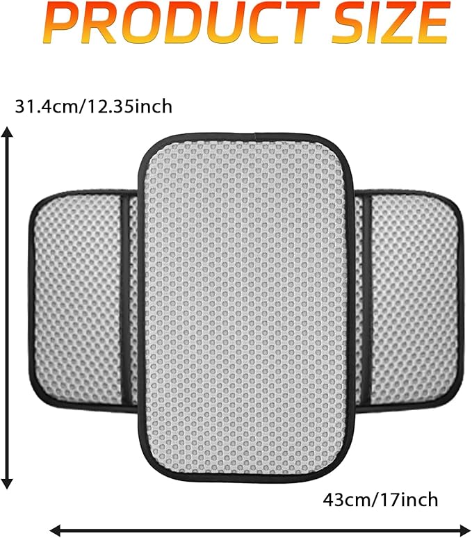 Armrest Cover for Car Console Covers for SUV Center Console Arm Rest Breathable Pad Middle Box Armrest Cushion Pad with 2 Organizer Bags Universal Car Interior Accessories Protection(Gray)