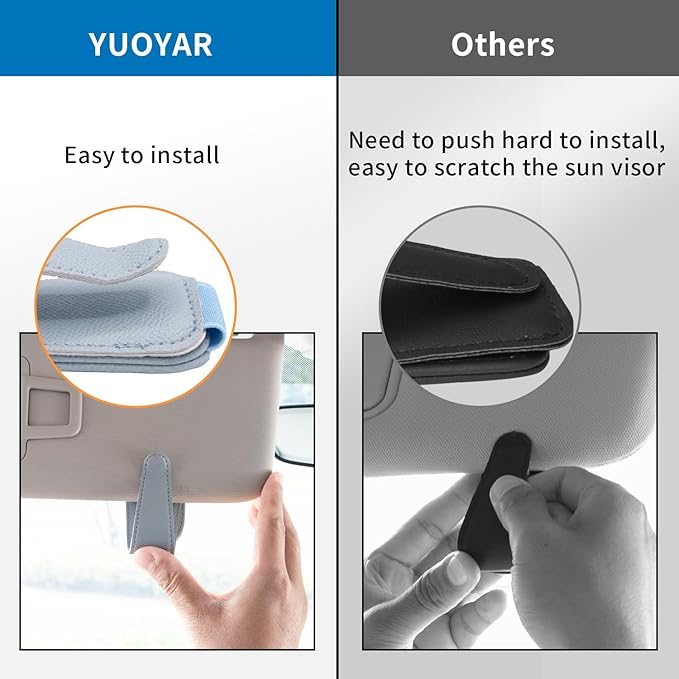 Yuoyar 2 Packs Magnetic Sunglass Holder for Car Visor - Universal Sunglasses Clip for Different Size Eyeglasses - Convenient Interior Car Accessories (Blue)