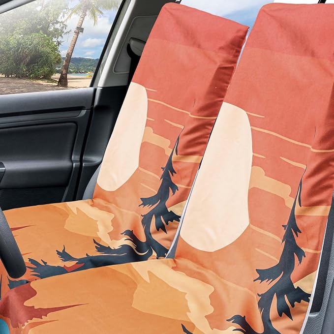 2 Pack Car Seat Towel Covers with Storage Bag 63 x 32 Inch Athletic Running Towel Seat Sweat Washable Non Slip Cover Gift for Car Outdoor Sport Activities (Sunset)