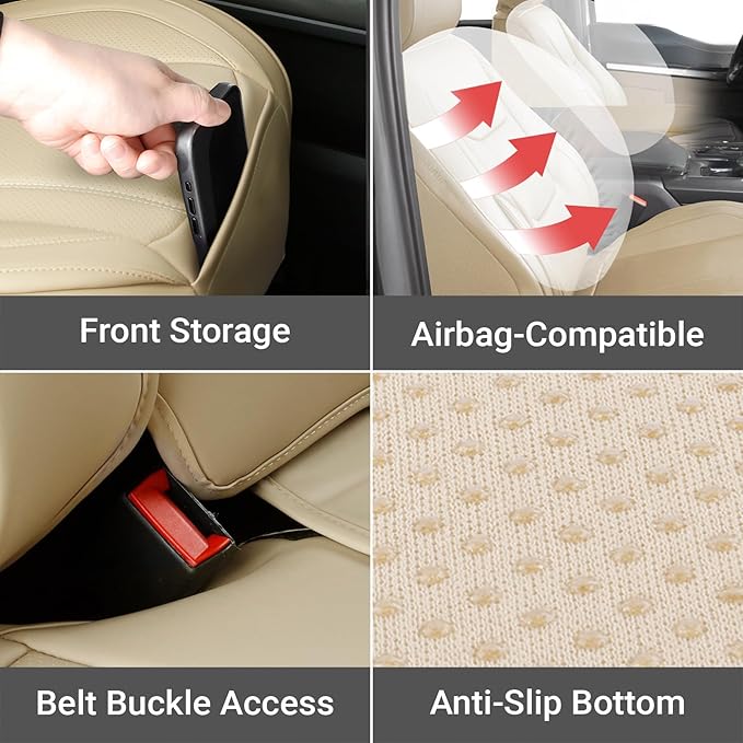 Coverland Custom Fit Car Seat Covers for Car Compatible with [Elantra, Mazda3, Passat, Impreza, Golf, Matrix] Premium Waterproof Non-Slip Interior Seat Protector [Full Set Beige - Size Chart X54]