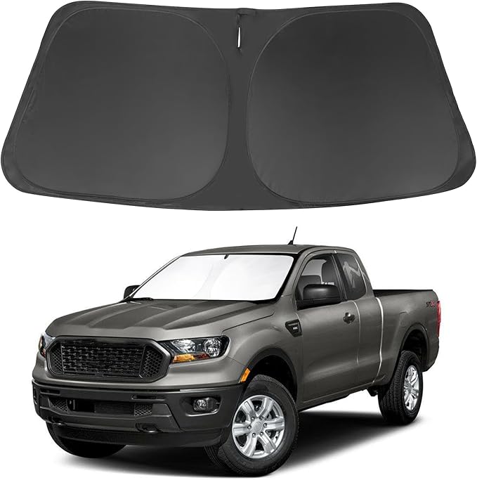 Windshield Sun Shade Compatible with 2019-2024 2025 2026 Ford Ranger Accessories Custom Fit Sunshade Sun Visor Heat Protection Keep Car Interior Cool